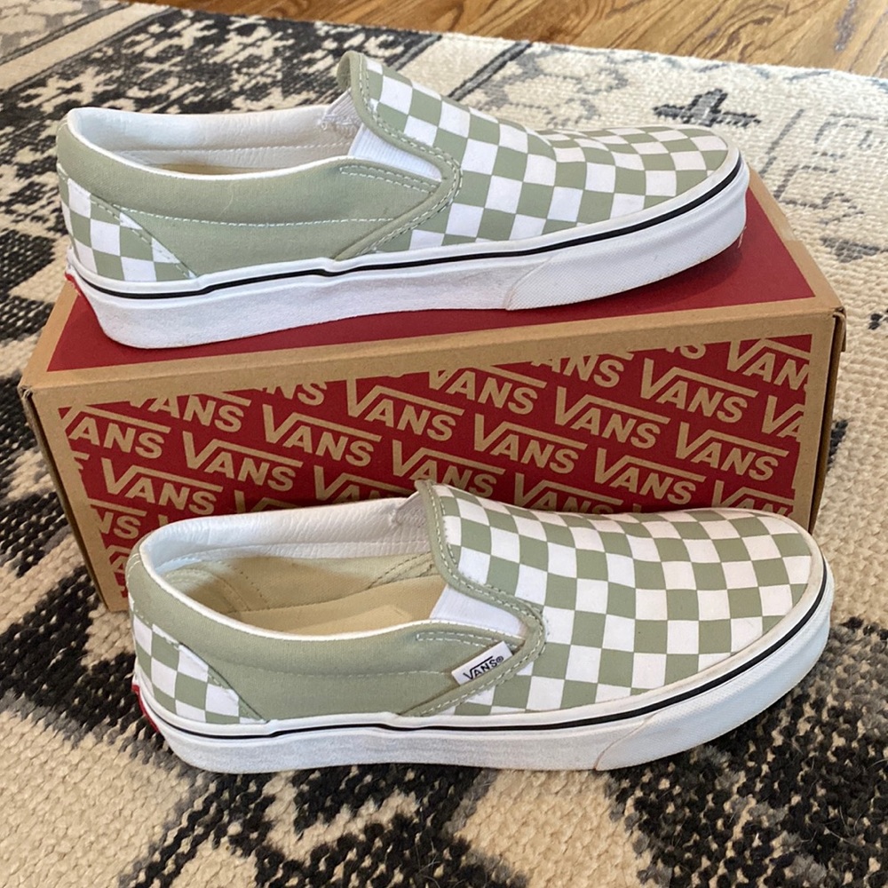 Vans Classic Checkerboard Slip On in Sage